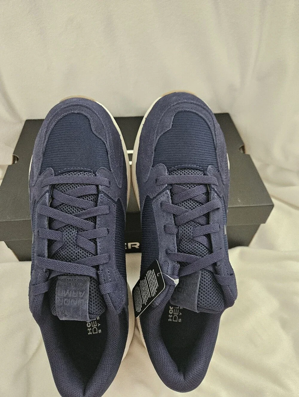 NWT Under Armour UA Edge Suede Mens 13 Navy Blue Charged Sneakers